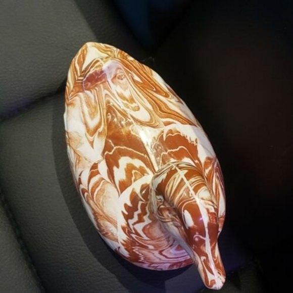 Originals By G. Green Duck Figurine Kansas Clay Brown White Swirled 6"x3… - Picture 6 of 9